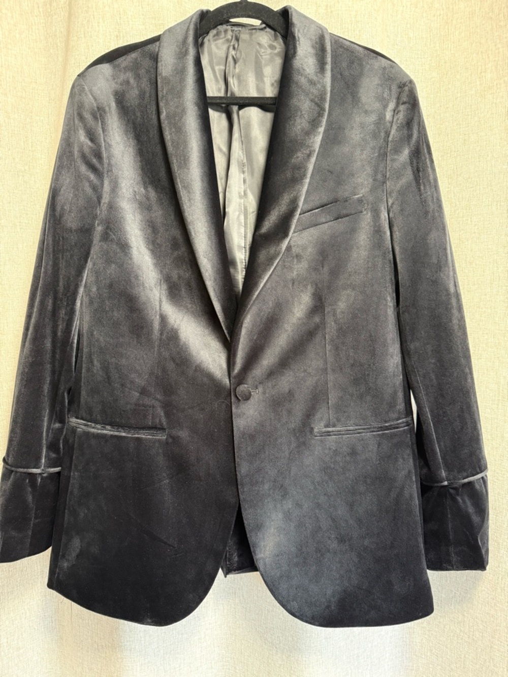 TopMan - Men's Black Velvet Blazer - Classic Shawl Lapel